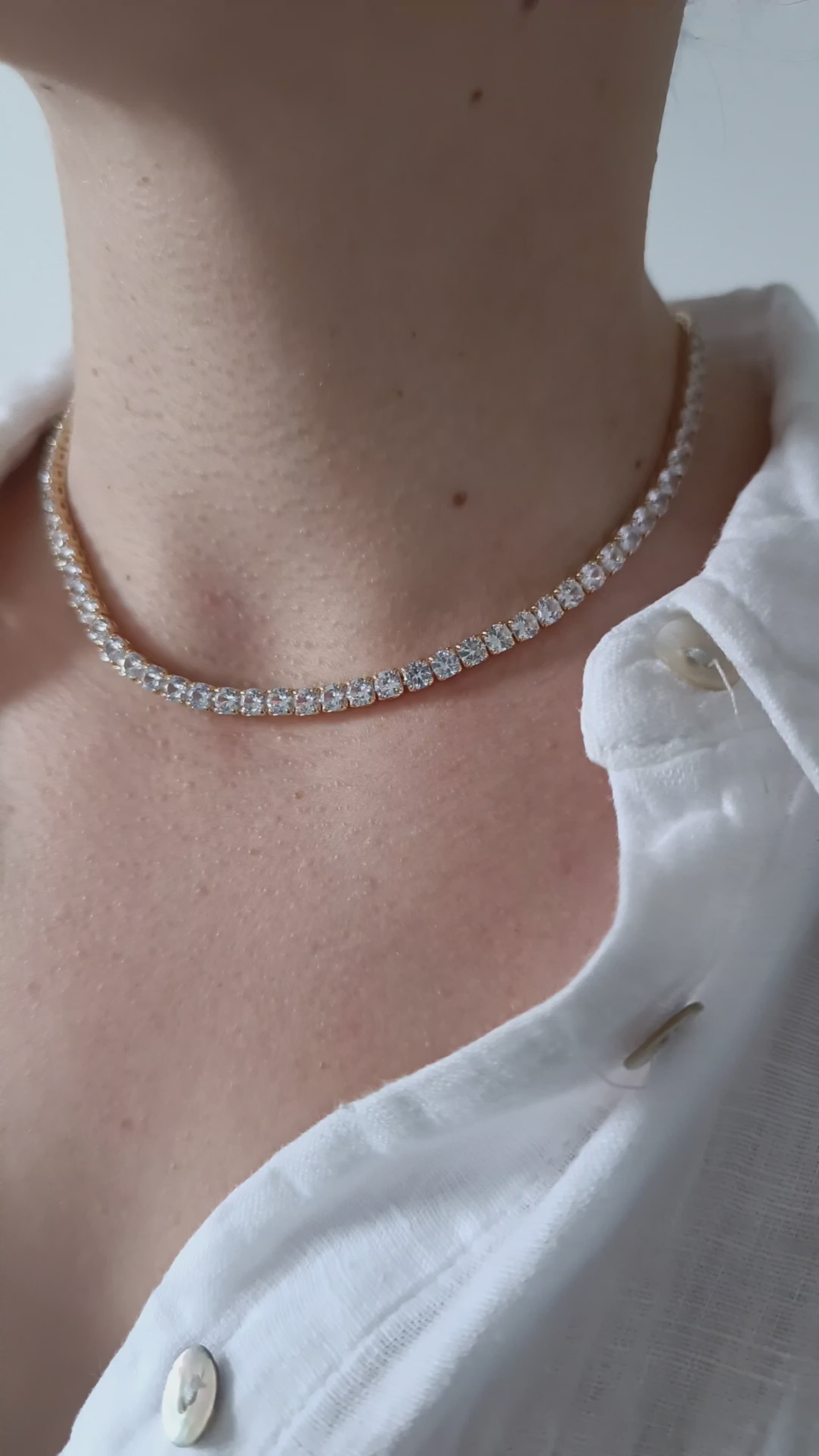 Lissa colier tennis KIRRA placat aur 18K și strasuri zirconia