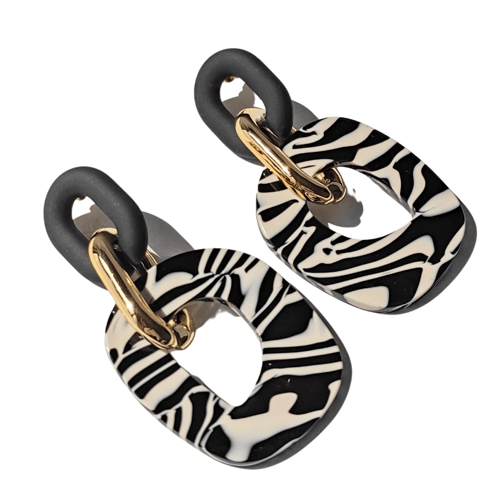 cercei MISTERIOUS lungi, cu print zebră - Earrings