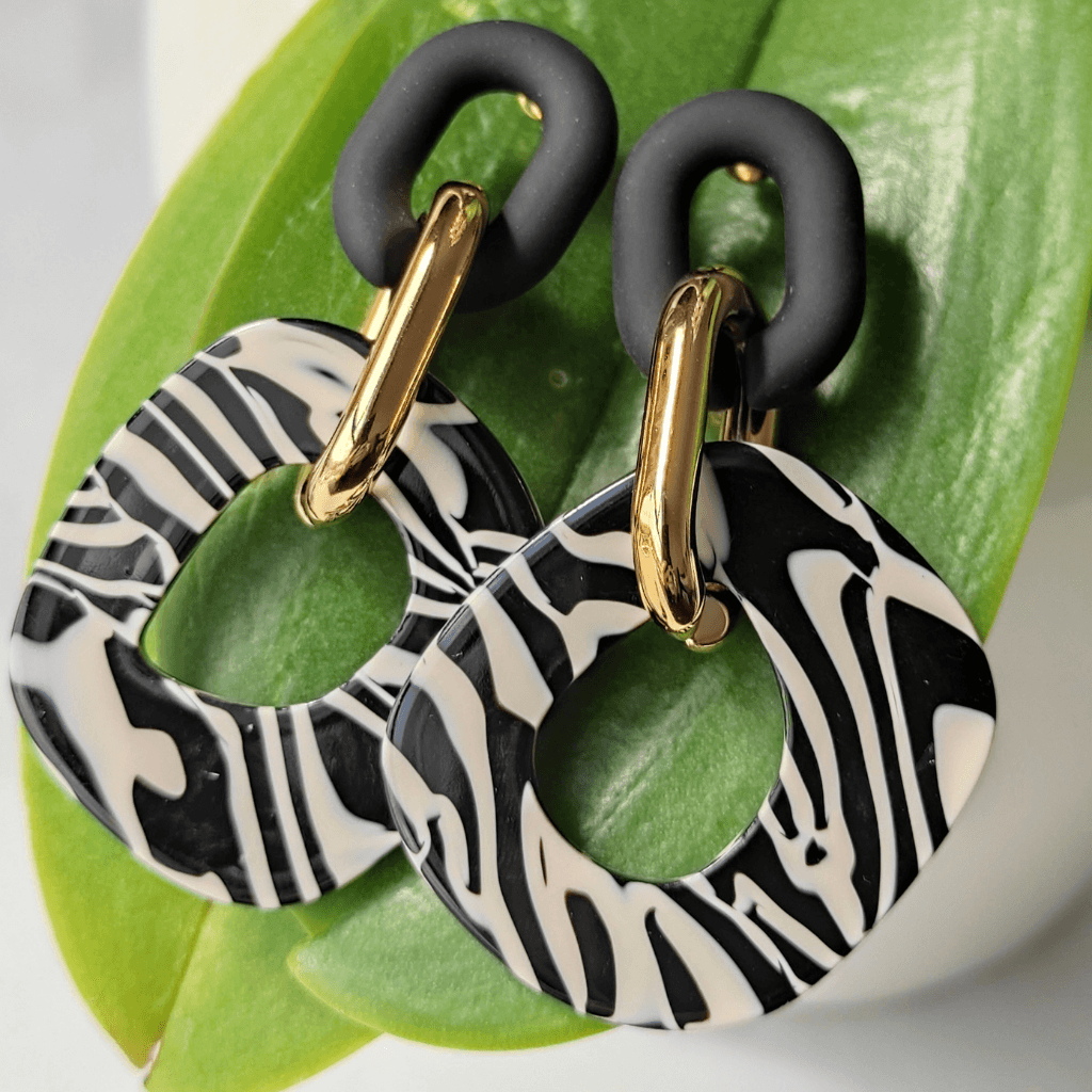 cercei MISTERIOUS lungi, cu print zebră - Earrings