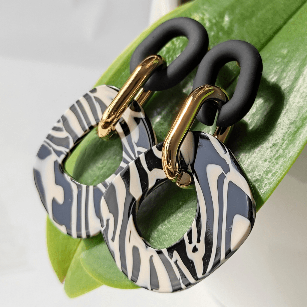 cercei MISTERIOUS lungi, cu print zebră - Earrings