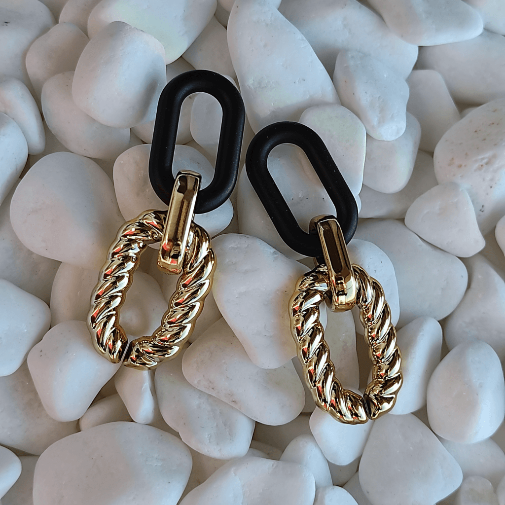 cercei WONDERFUL - cercei în două culori, cu aspect împletit - Earrings