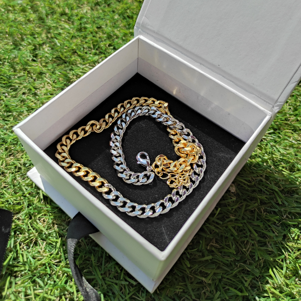 colier HALF ME HALF YOU placat cu aur 18K - colier cuban din două culori