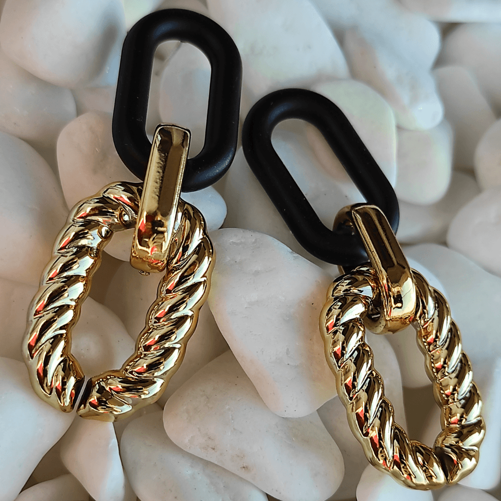 cercei WONDERFUL - cercei în două culori, cu aspect împletit - Earrings