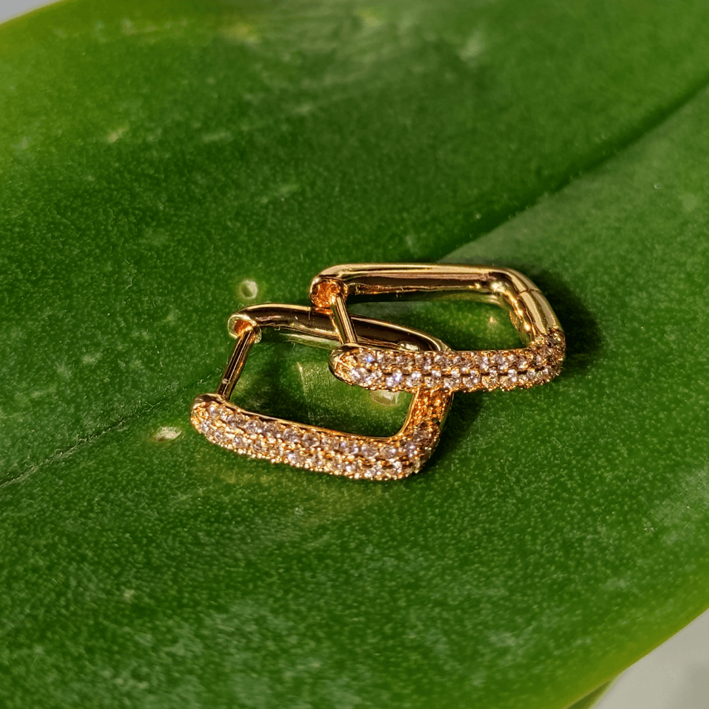 cercei FEMINITY placați cu aur 18K cu strasuri zirconia albe - Earrings