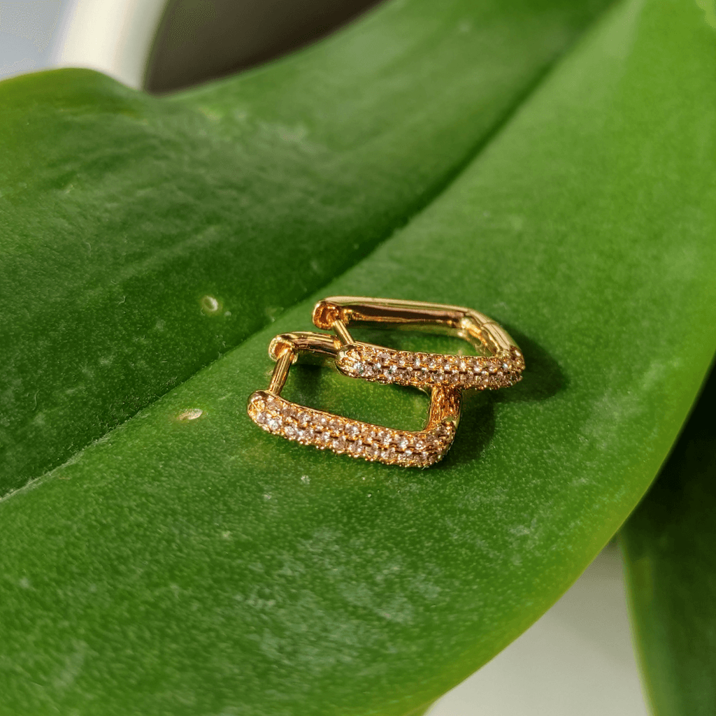 cercei FEMINITY placați cu aur 18K cu strasuri zirconia albe - Earrings