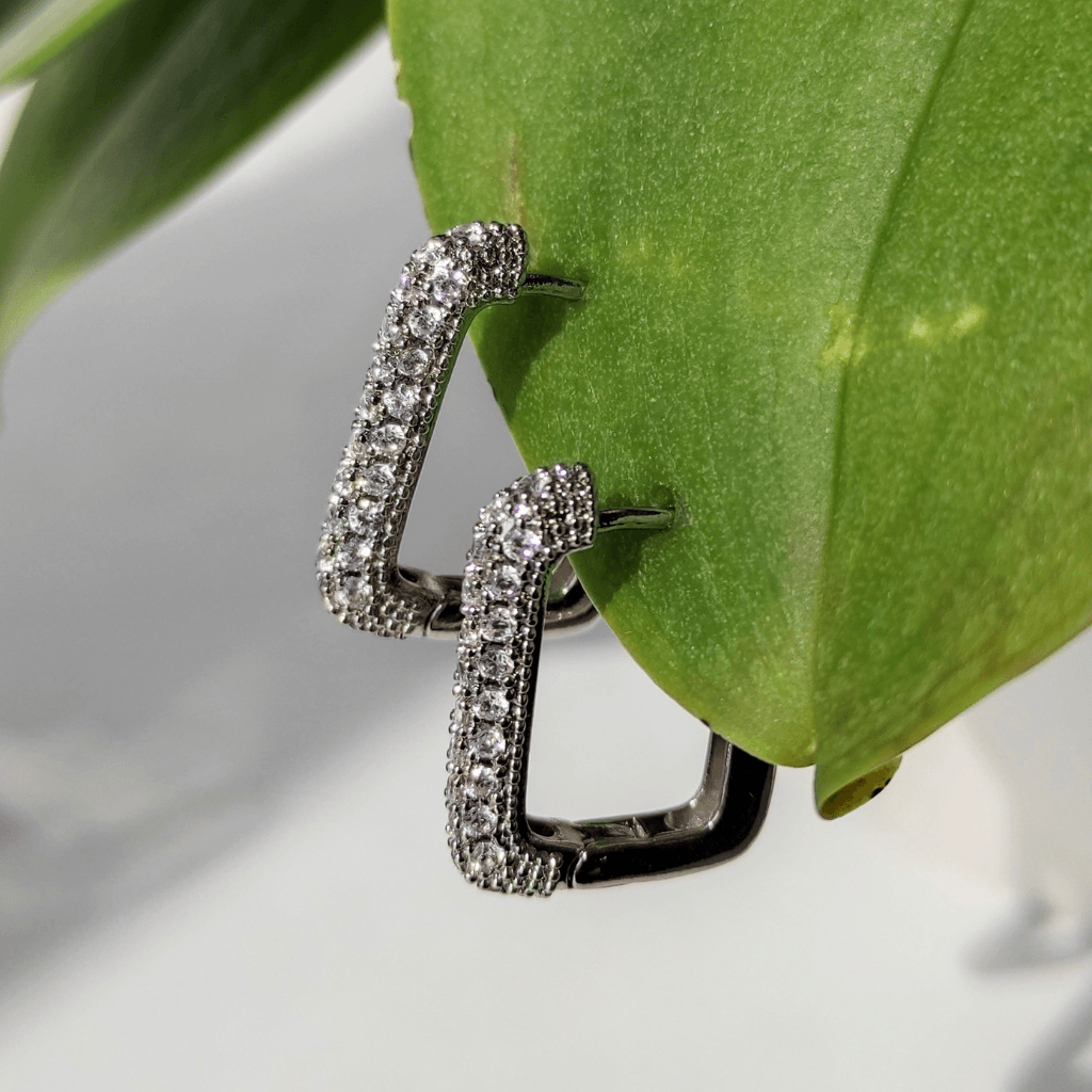 cercei PRECIOUS - cercei dreptunghiulari cu strasuri zirconia albe - Earrings