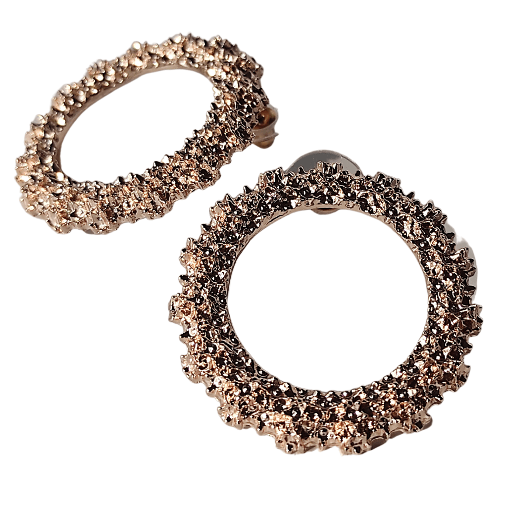 cercei SHINING WORLD - cercei argintii, rotunzi, texturați - Earrings