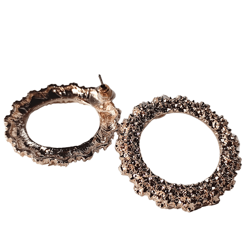 cercei SHINING WORLD - cercei argintii, rotunzi, texturați - Earrings