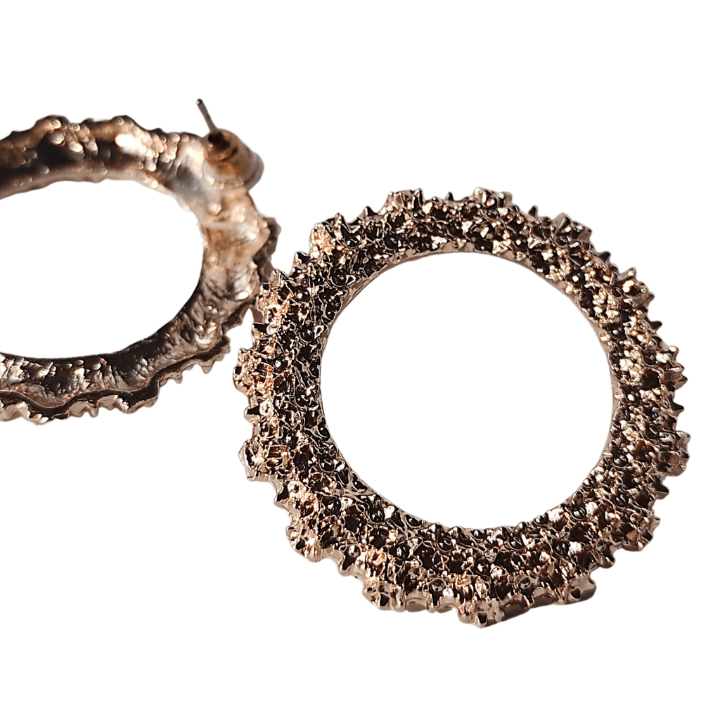cercei SHINING WORLD - cercei argintii, rotunzi, texturați - Earrings