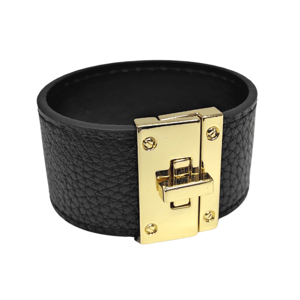 brățară IRREPLACEABLE din piele PU neagra, bratara cu inchizatoare metalica, bratara din piele neagra, bratara rock, bratara lata, bratari ltm, bijuterii ltm, ltmshop