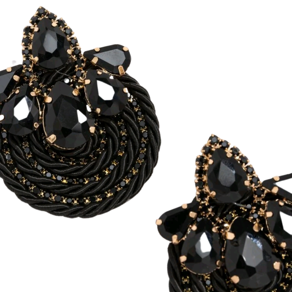 cercei UNFORGETTABLE handmade cu strasuri negre 