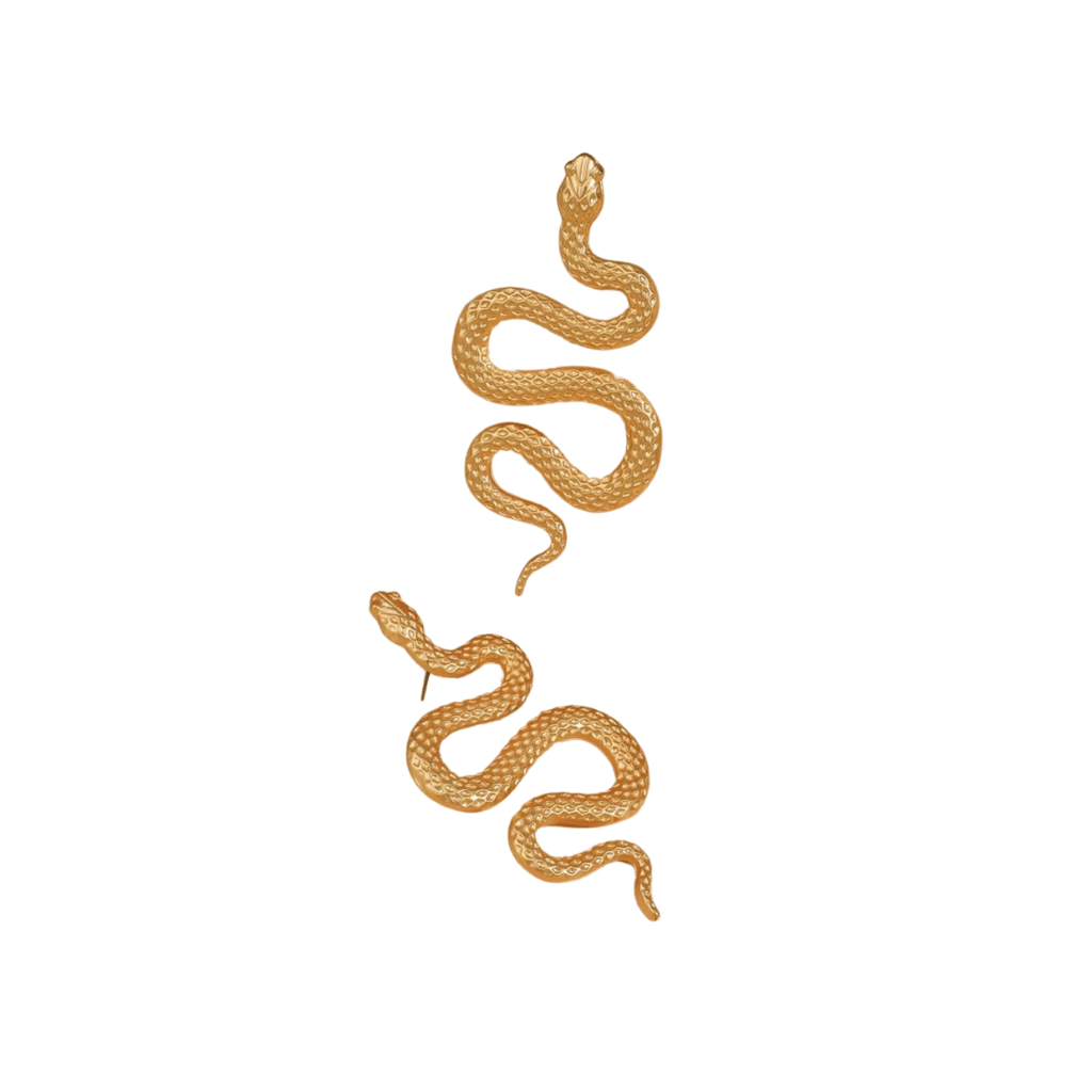 cercei SNAKES - cercei șarpe, aurii, texturați