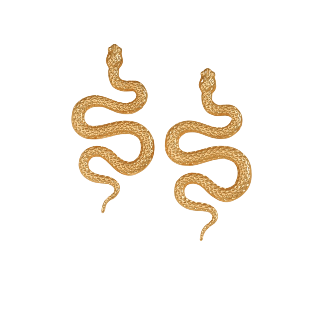 cercei SNAKES - cercei șarpe, aurii, texturați