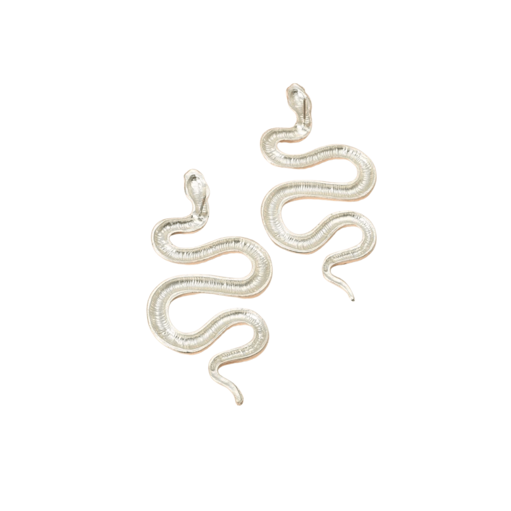 cercei SNAKES - cercei șarpe, argintii, texturați