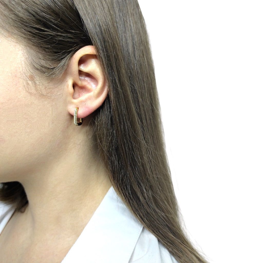 cercei FEMINITY placați cu aur 18K cu strasuri zirconia albe,  ltmshop, bijuterii ltmshop